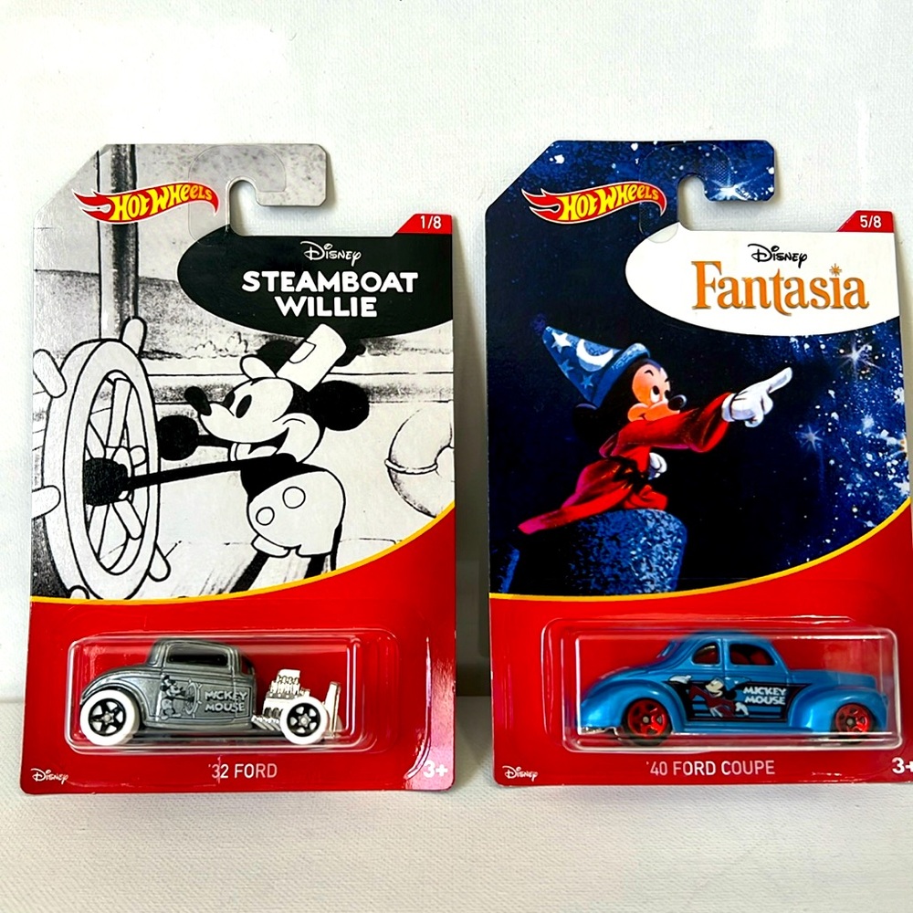 NWT Hot Wheels Bundle - Steamboat Willie and Fantasia Sorcerer Mickey